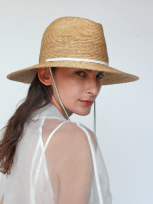 Lola Ehrlich Marseille Bis Straw Hat & White Leather Strap