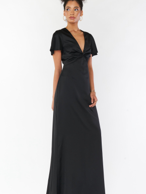 Rome Twist Gown ~ Black Luxe Satin