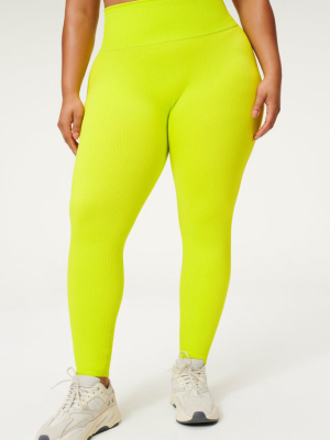 Seamless Chunky Rib 7/8 Legging | Lemon Lime001