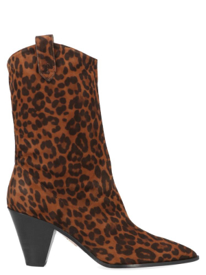 Aquazzura Boogie Cowboy Leopard Print Ankle Boots