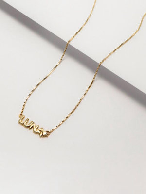 18k Gold Vermeil Nameplate Necklace With Classic Box Chain