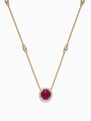 Effy Ruby Royale 14k Yellow Gold Ruby And  Diamond Necklace, 1.11 Tcw