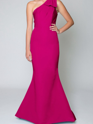 Silk Faille One Shoulder Gown