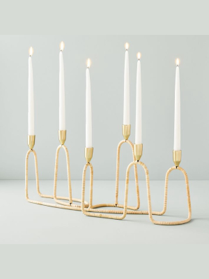 Rattan Wrapped Candelabra