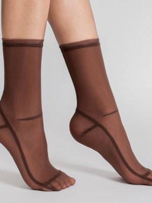 Darner Solid Brown Mocha Mesh Socks