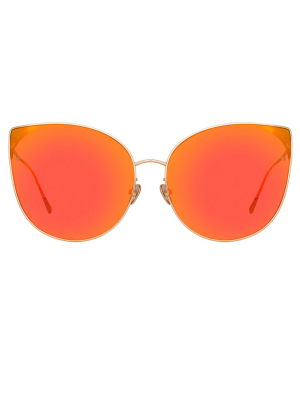 Flyer Cat Eye Sunglasses In Rose Gold And Red