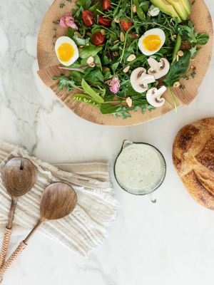 Leather Woven Handle Salad Servers