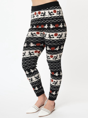 Unique Vintage Halloween Fair Isle Sycamore Knit Leggings