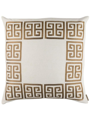 Guy Euro Border Pillow, Ivory/gold