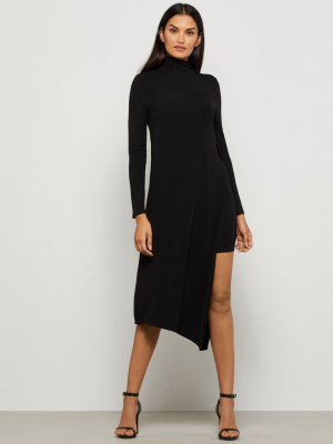 Jada Asymmetrical Turtleneck Dress