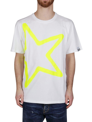 Golden Goose Deluxe Brand Neon Star Printed Crewneck T-shirt