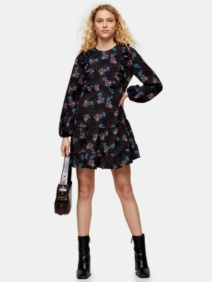 Ruffle Floral Print Chuck On Mini Dress