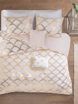 Janelle Metallic Printed Duvet Cover Set