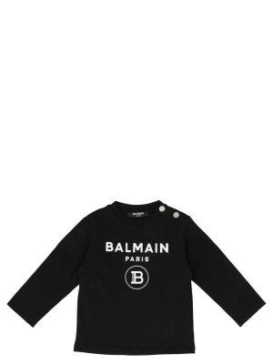 Balmain Kids Logo Printed Long Sleeve T-shirt