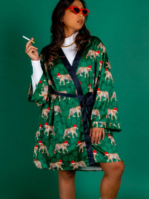 The Tinsel Tigers | Ladies Unisex Santa Tiger Christmas Kimono
