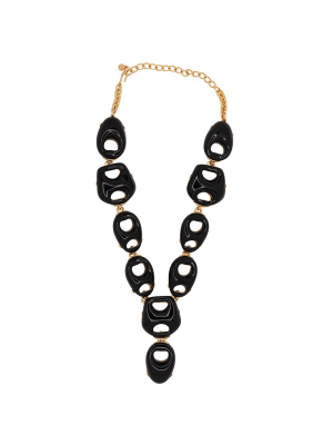 Black Open Link Drop Necklace