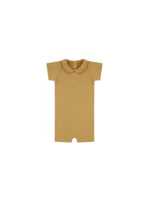 Organic Cotton Collared Bodysuit With Shorts