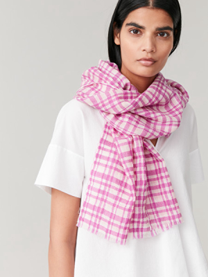 Checked Wool Scarf