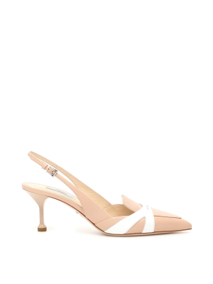 Prada Contrasting Panelled Slingback Pumps