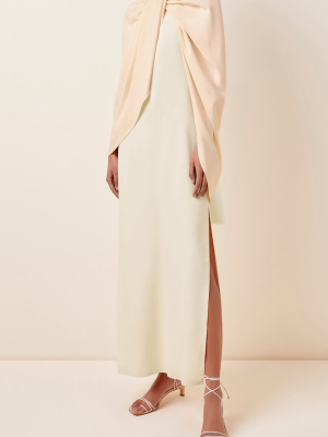 Exclusive Draped Cape-effect Satin Dress