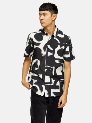Black And White Abstract Slim Shirt