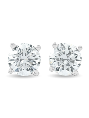 Pompeii3 1ct Lab Created Diamond Screw Back Studs 14k White Gold Igi Certified (gh-si1/si2)