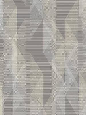 Debonair Geometric Peel & Stick Wallpaper In Ivory And Grey By Roommates For York Wallcoverings