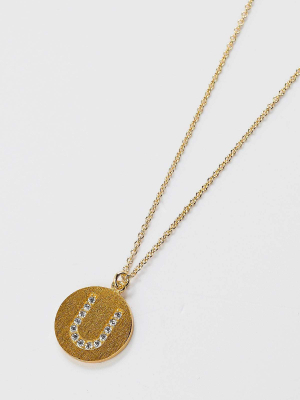 The "u" Initial Necklace In Gold