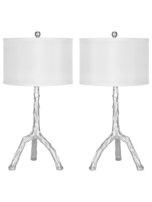 Set Of 2 Branch Table Lamp (includes Led Light Bulb) Silver - Safavieh