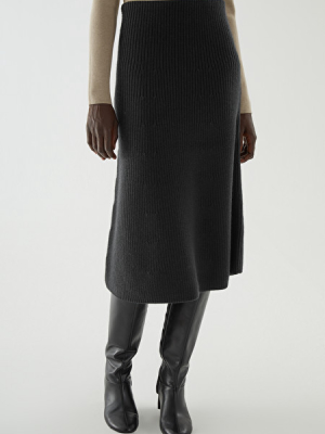 Wool A-line Pleated Skirt