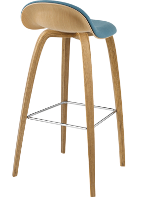 Gubi 3d Bar Stool - Wood Base - Wood Shell - Front Upholstered