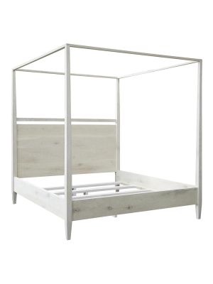 Cfc Reclaimed Washed Oak Modern 4-poster Bed