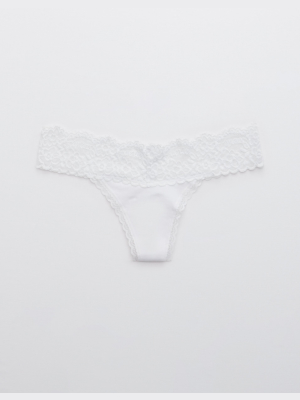 Aerie Cotton Eyelash Lace Thong Underwear