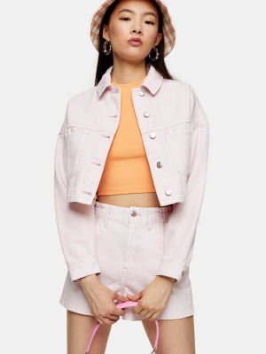 Pink Denim Cropped Jacket