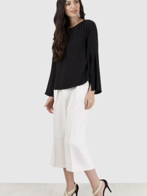 Black Volant Sleeve Blouse