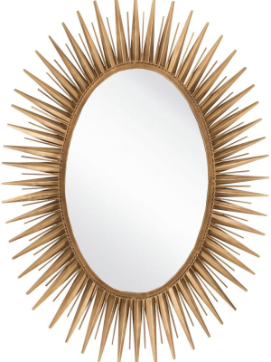 Oval Sunburst Wall Mirror In Gold