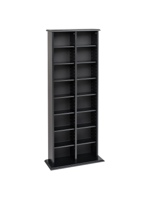 Double Media Storage Tower - Black - Prepac