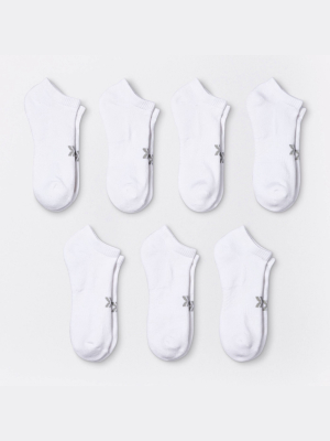 Women's Extended Size Cushioned 6+1 Bonus Pack No Show Athletic Socks - All In Motion™ White 8-12