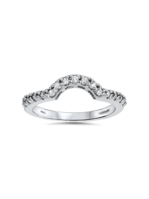 Pompeii3 1/4ct Diamond Curved Notched Ring Guard Enhancer 14k White Gold