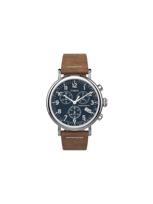 Timex Standard Chronograph 41mm Leather Strap Watch