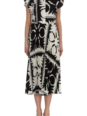 Redvalentino Flower Damier Printed Dress