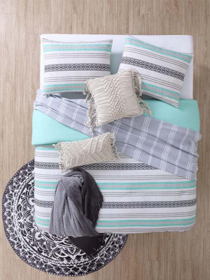 Mint Baja Striped Boho Comforter Set
