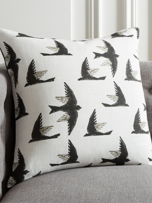 20" Flight Block Print Bird Pillow