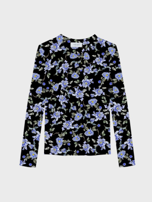 Floral Tailored Knit Long Sleeve Tee