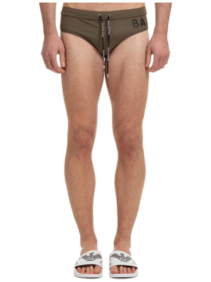 Balmain Logo Print Swim Trunks