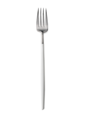 Goa Serving Fork - Brushed Steel And White Handle