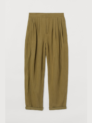 Wide-leg Twill Pants