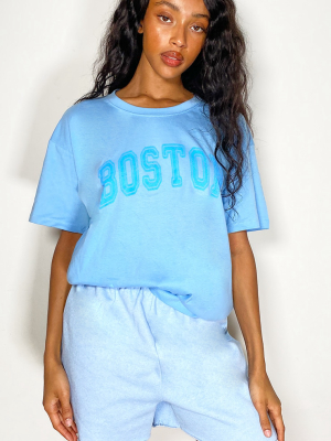 Baby Blue Boston Printed T Shirt