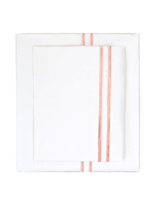 Coral Lines Embroidered Sheet Set (fitted, Flat, & Pillow Cases)