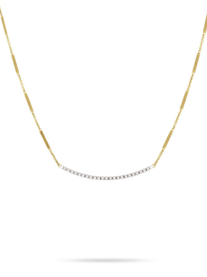 Marco Bicego® Goa Collection 18k Yellow Gold Pave Diamond Bar Necklace In Yellow Gold